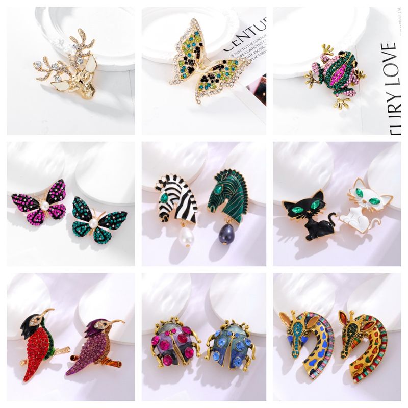 Rétro Animal Alliage Incruster Strass Femmes Corsage Broches