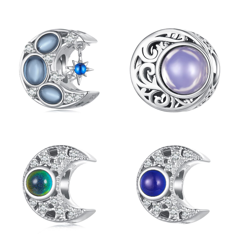 غير رسمي لامع نجمة القمر الفضة الاسترليني ترصيع الزركون اكسسوارات المجوهرات