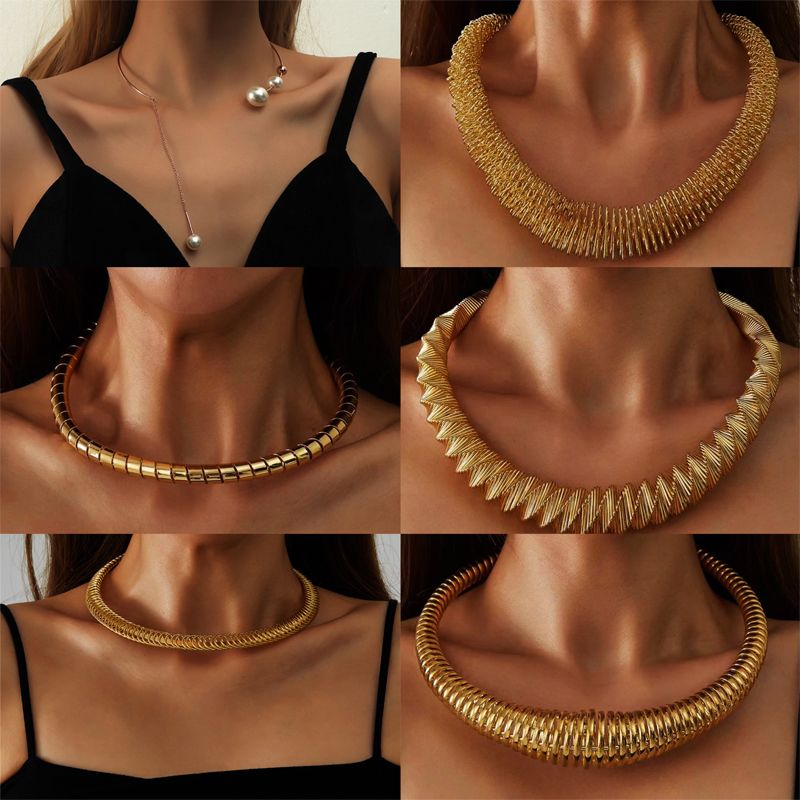 Wholesale Jewelry Hip-Hop Retro Round Dots Water Ripples Waves Iron Necklace