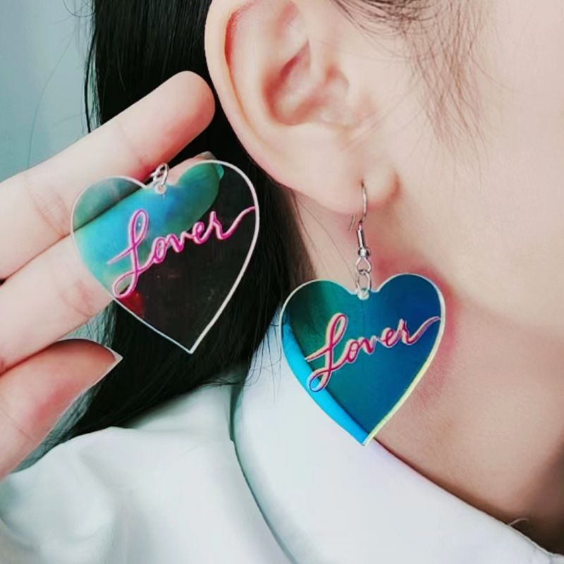 Joyería Al Por Mayor Estilo Simple Forma De Corazón Arílico Impresión Pendientes De Gota