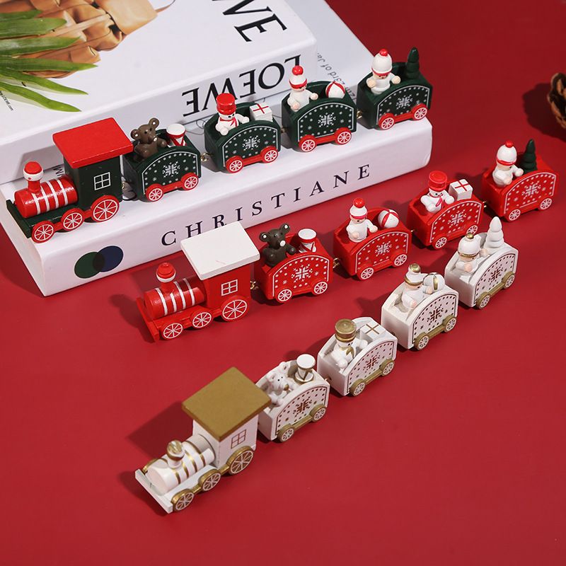 Christmas Cute Train Wood Party Carnival Decorative Props