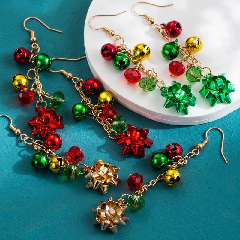 1 Pair Christmas Colorful Flower Plating Artificial Crystal Alloy Ear Hook