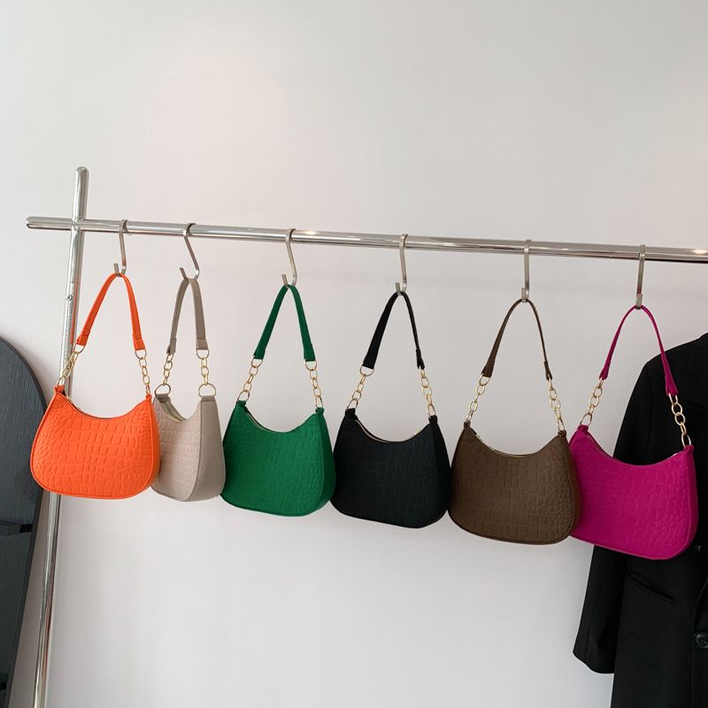 Women's Small All Seasons Suede Solid Color Basic Shell Zipper Shoulder Bag Underarm Bag