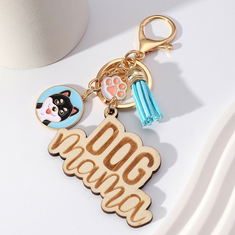 Modern Style Animal Tassel Wood Metal Unisex Bag Pendant Keychain