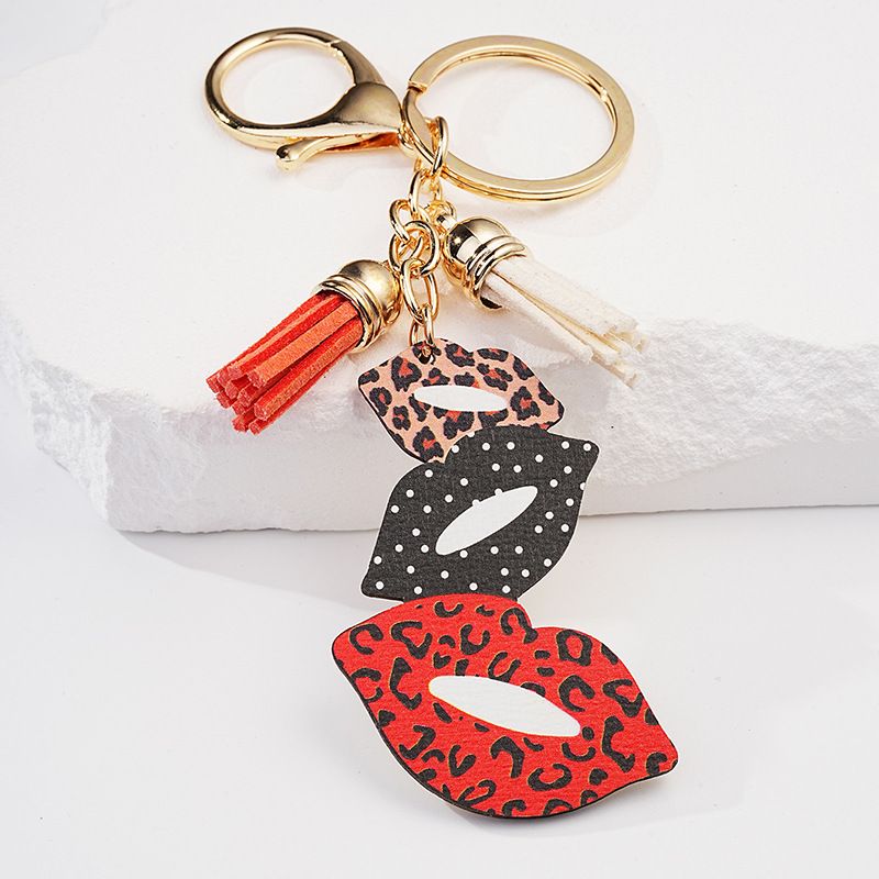 Simple Style Lips Tassel Metal Women's Bag Pendant Keychain