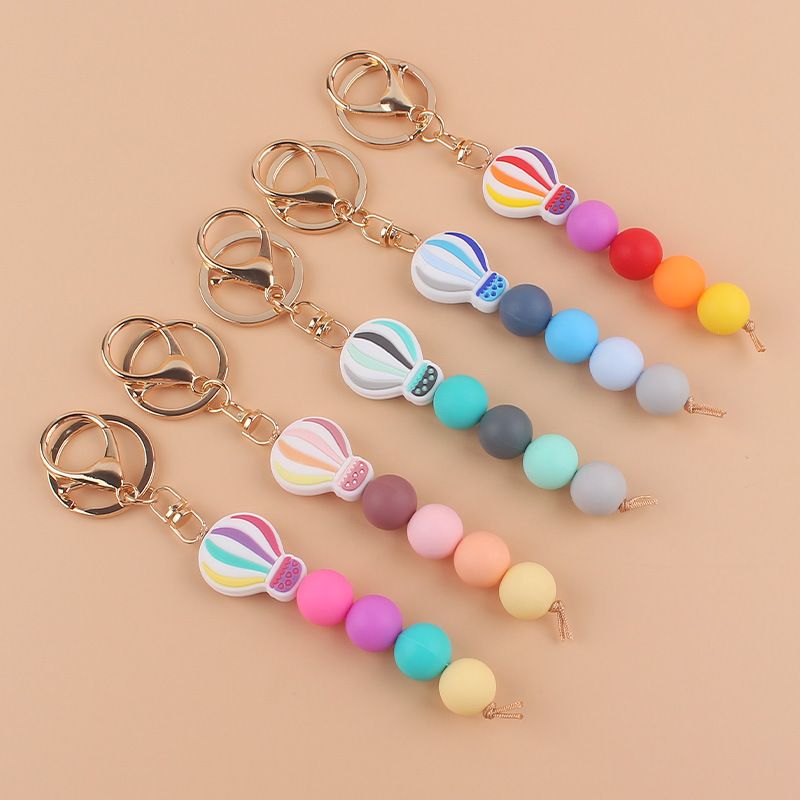 Korean Style Tassel Hot Air Balloon Silica Gel Metal Beaded Unisex Bag Pendant Keychain