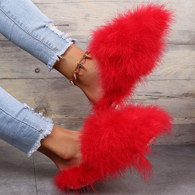 Women's Casual Solid Color Round Toe Plush Slippers