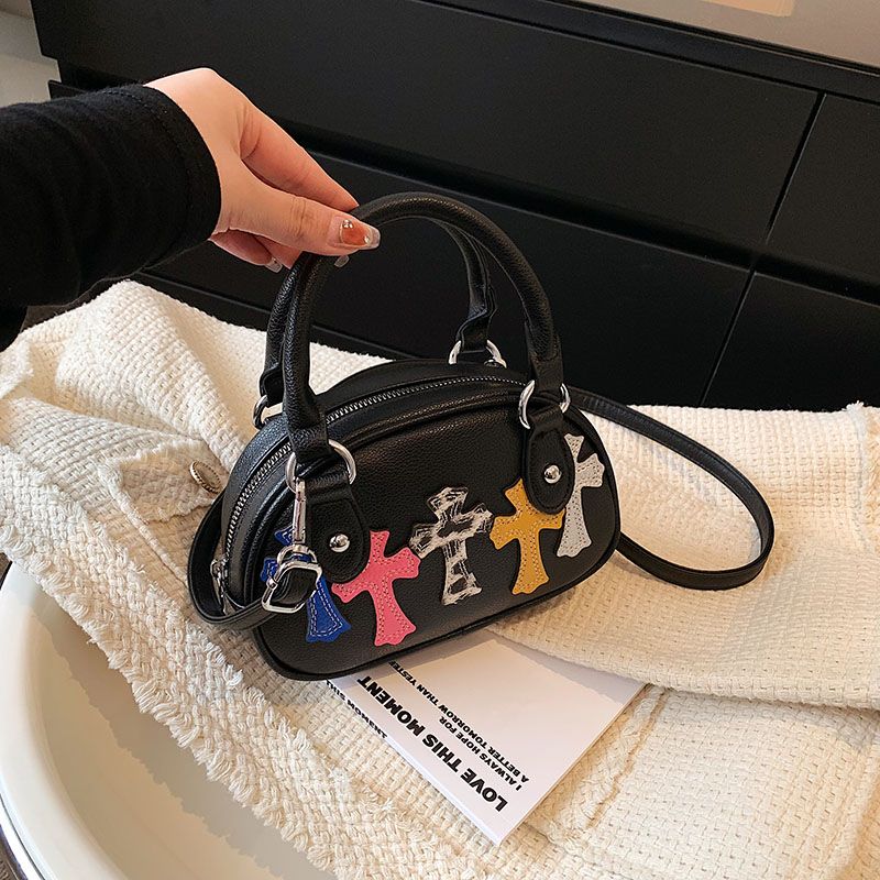 Women's Pu Leather Cross Basic Streetwear Sewing Thread Square Zipper Shoulder Bag Handbag Crossbody Bag