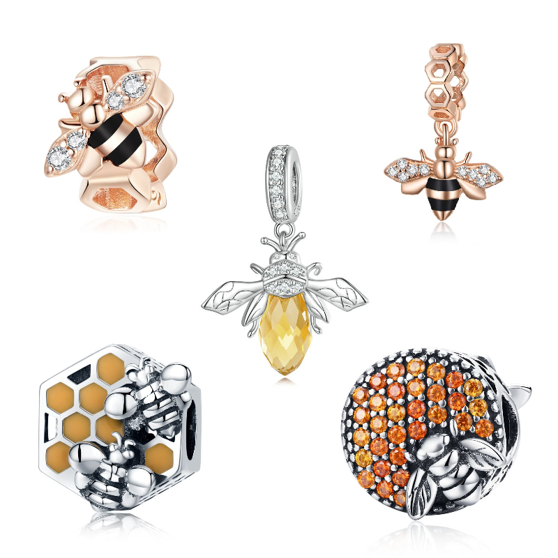 Casual Shiny Bee Sterling Silver Inlay Zircon Jewelry Accessories