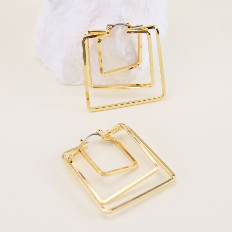 1 Pair Basic Square Iron Earrings