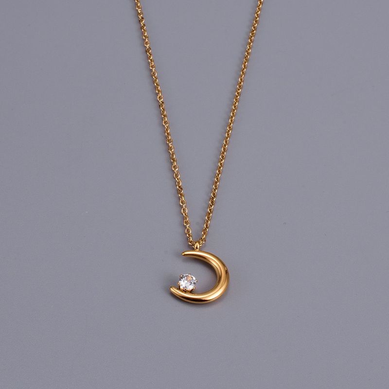 Ig Style Simple Style Heart Shape Titanium Steel Plating Inlay Zircon 18k Gold Plated Necklace
