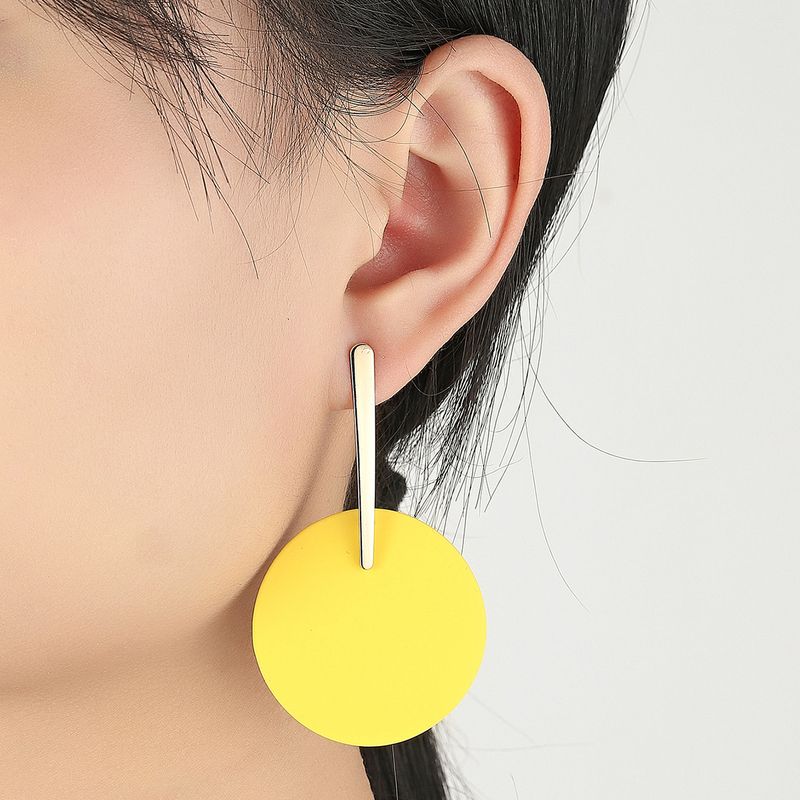 1 Pair IG Style Simple Style Round Water Droplets Stoving Varnish Iron Drop Earrings