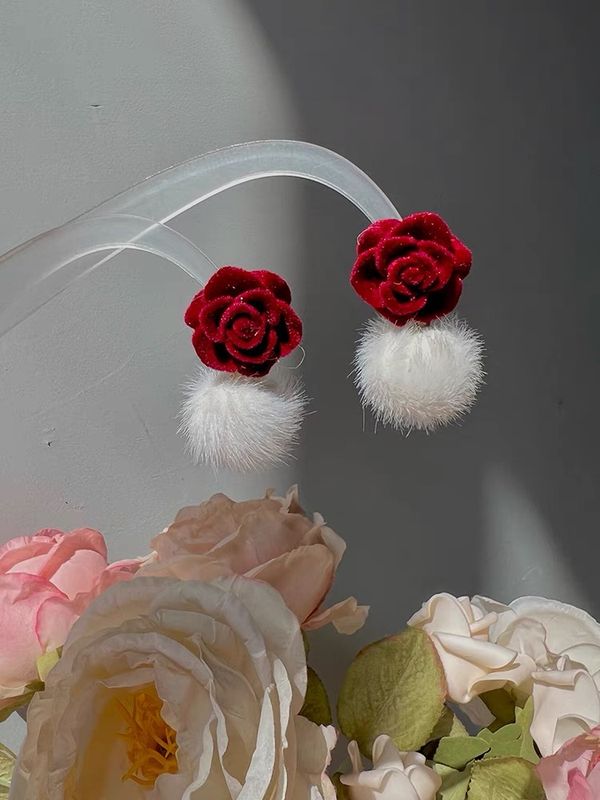 1 Paire Style Simple Fleur Alliage Boucles D'oreilles
