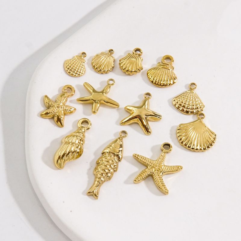 1 Piece 304 Stainless Steel 14K Gold Plated Starfish