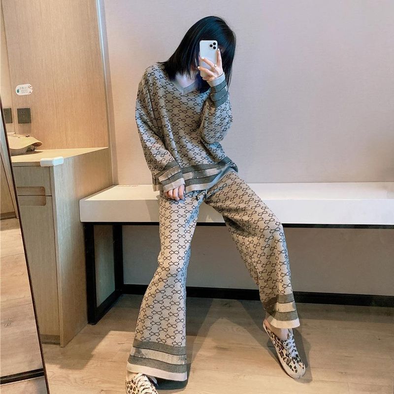 Daily Street Women's Casual Geometric Rayon Spandex Polyester Jacquard Pants Sets Pants Sets