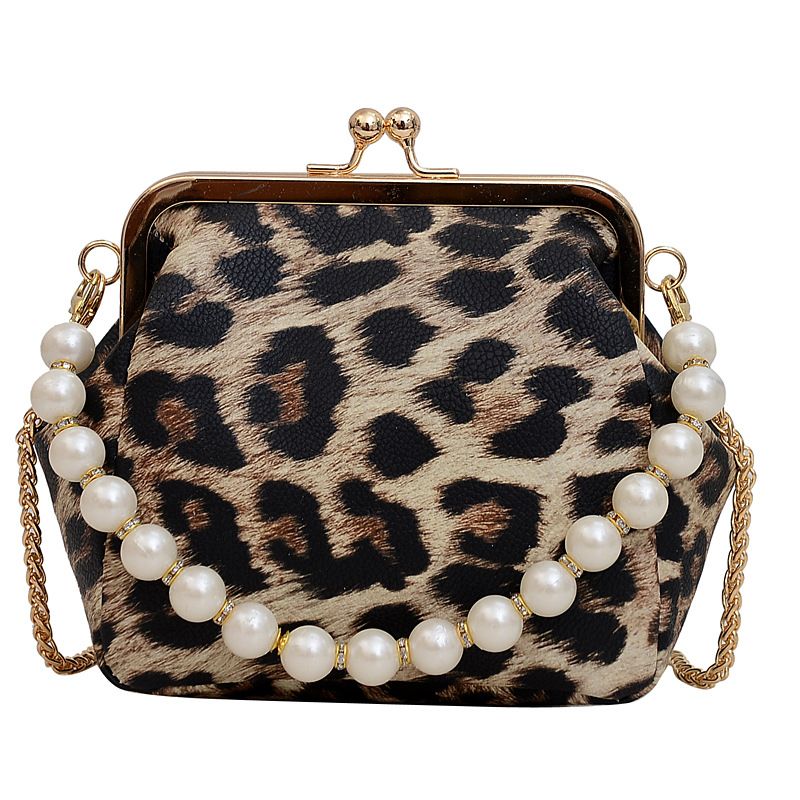 Women's Small Pu Leather Leopard Basic Vintage Style Square Buckle Shoulder Bag Crossbody Bag
