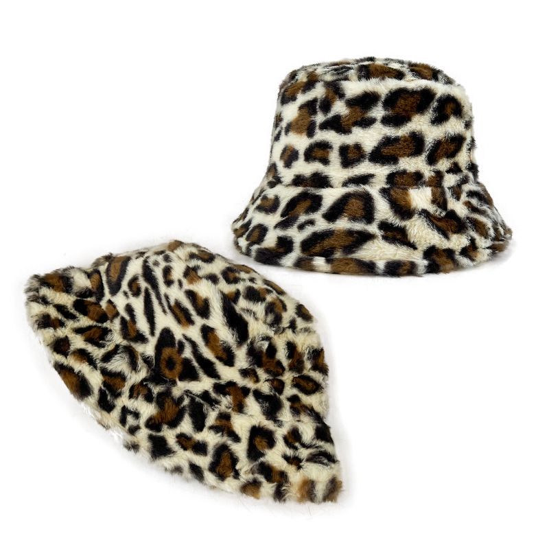 Women's Casual Leopard Wide Eaves Bucket Hat