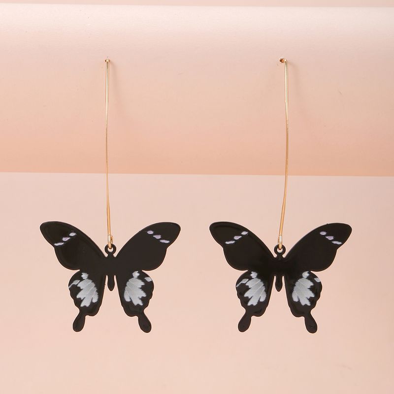 1 Pair Sexy Butterfly Printing Plating Iron Ear Hook