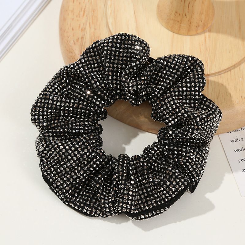 Elegant Solid Color Rhinestone Pleated Inlay Rhinestones Hair Tie