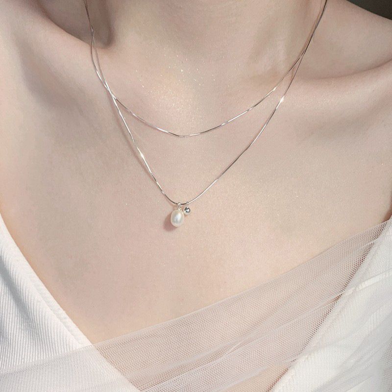 Basic Simple Style Round Sterling Silver Double Layer Necklaces In Bulk