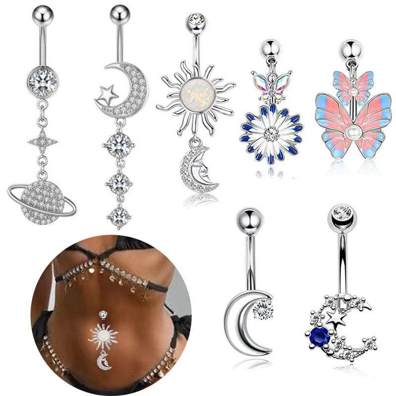 Retro Bow Knot Stainless Steel Women's Belly Ring