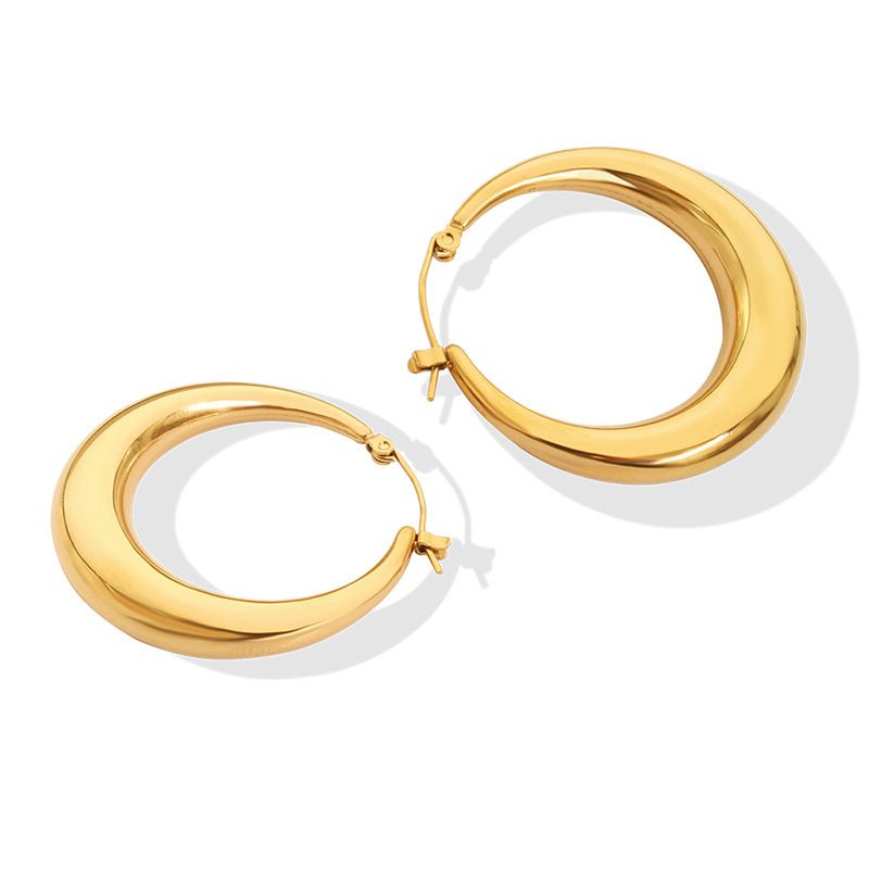 1 Paar Einfacher Stil Kreis Überzug Rostfreier Stahl Vergoldet Reif Ohrringe