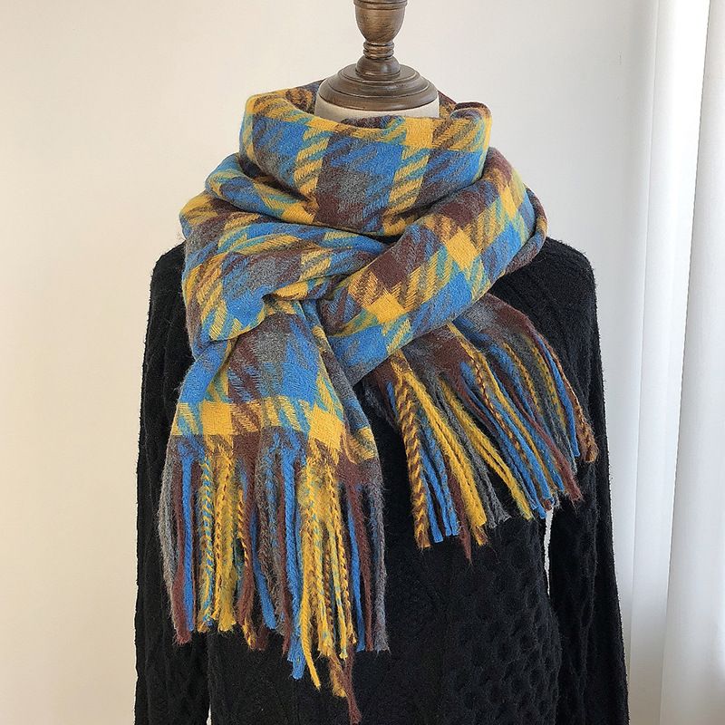 Women's Classic Style Color Block Imitation Cashmere Printing Scarf