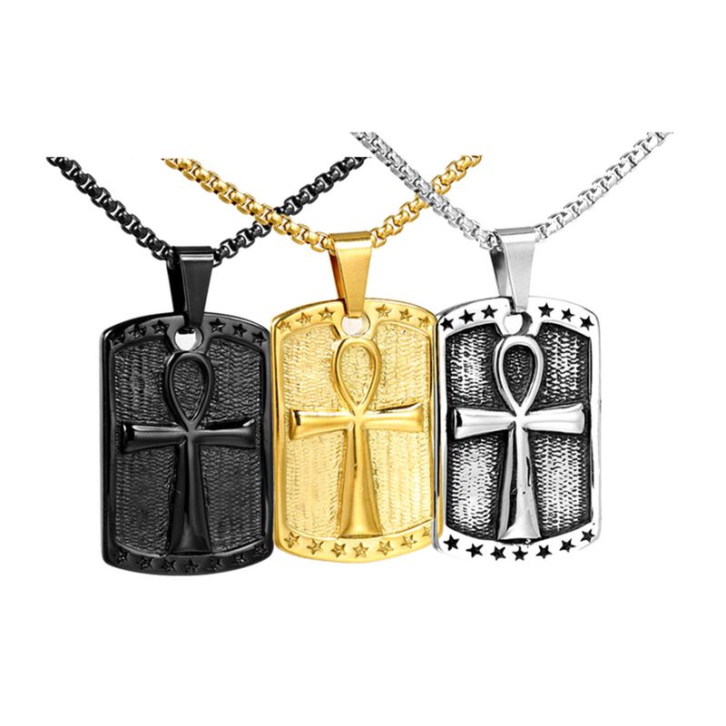 Hip-Hop Cross Stainless Steel None 18K Gold Plated Rhodium Plated Unisex