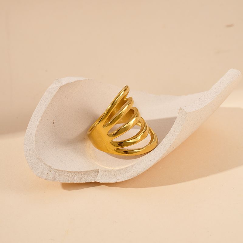 Edelstahl 304 14 Karat Vergoldet Französische Art Moderner Stil Klassischer Stil Überzug Einfarbig Ringe