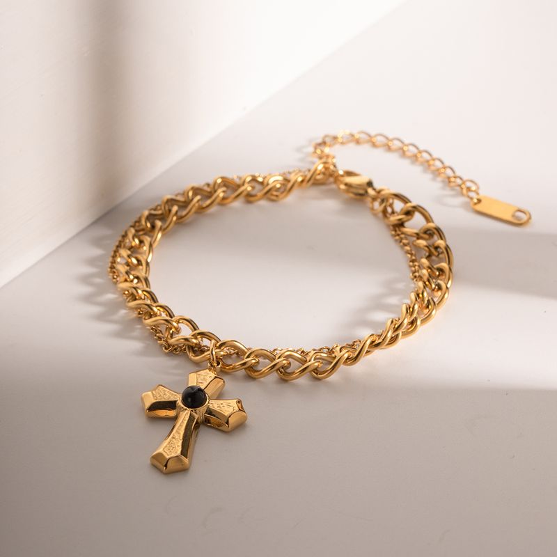 Simple Style Cross Stainless Steel Plating 18k Gold Plated Bracelets