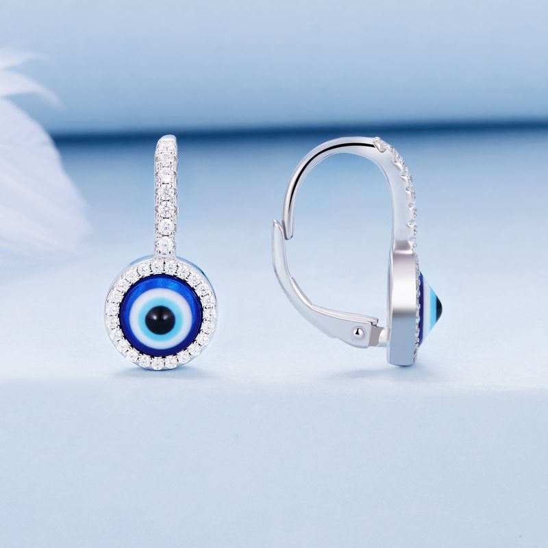 1 Pair Romantic Simple Style Devil's Eye Inlay Sterling Silver Zircon Earrings