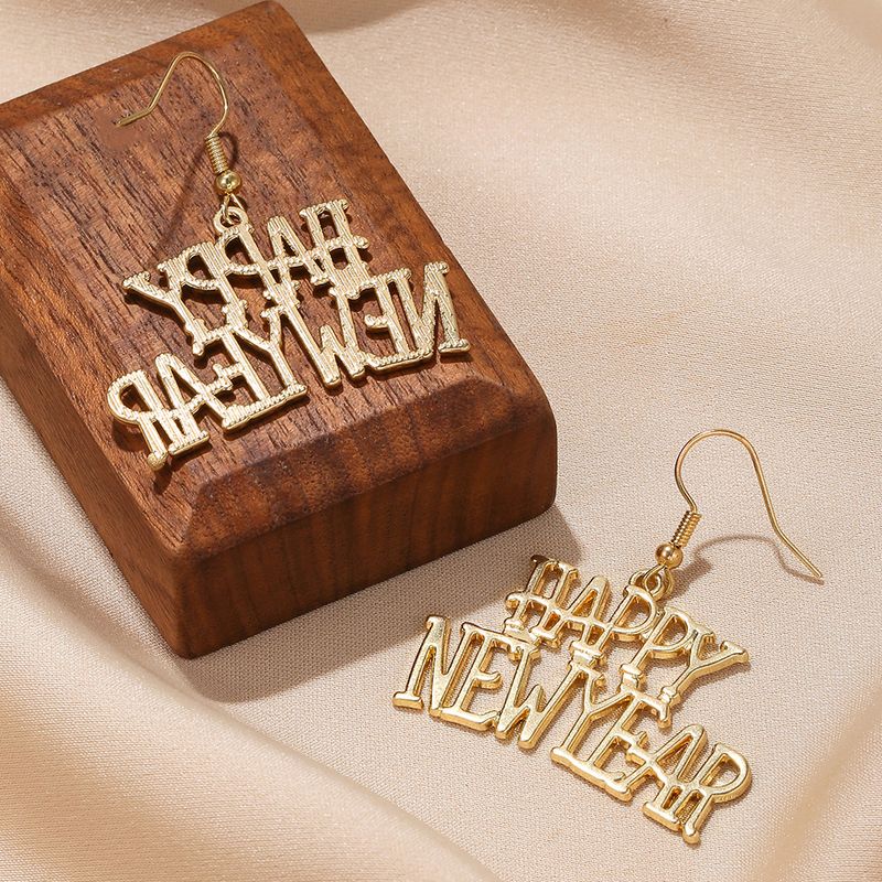 1 Pair Modern Style Letter Plating Zinc Alloy Gold Plated Drop Earrings
