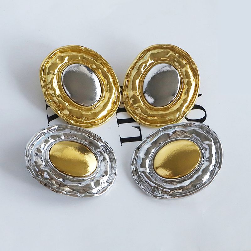 1 Pair Vintage Style Commute Oval Plating Alloy Gold Plated Silver Plated Ear Studs