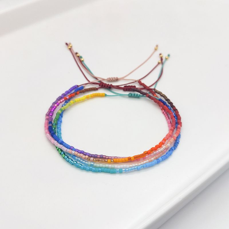 Basic Color Block Glass Knitting Women's Bracelets