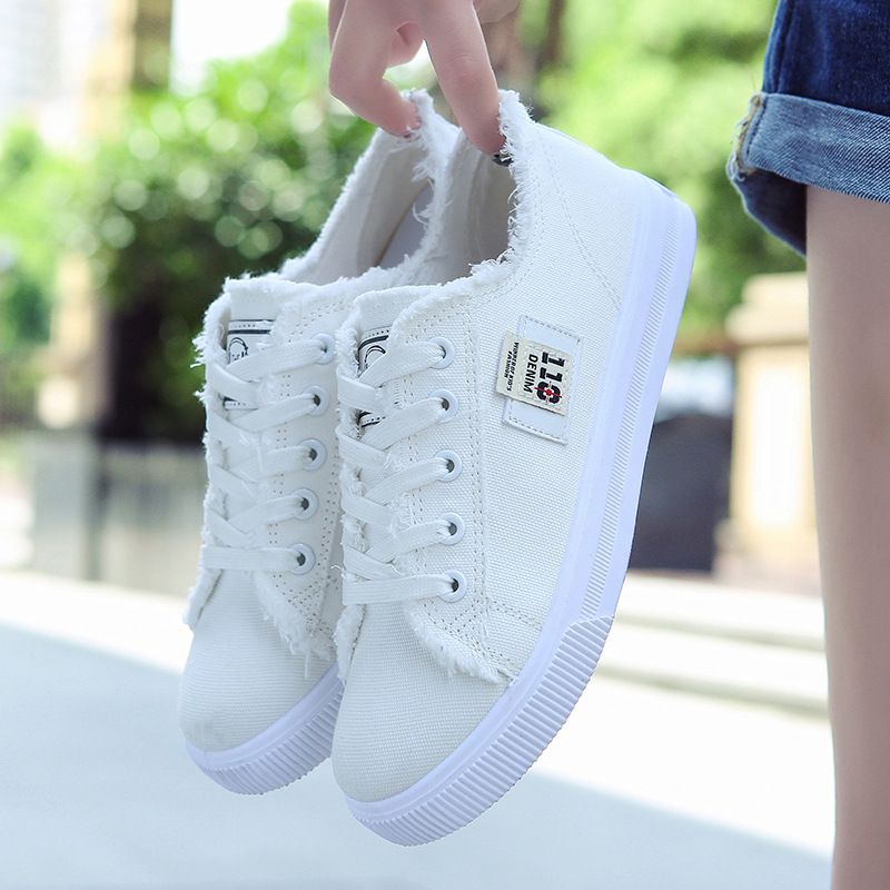 Women's Casual Solid Color Round Toe Canvas Shoes
