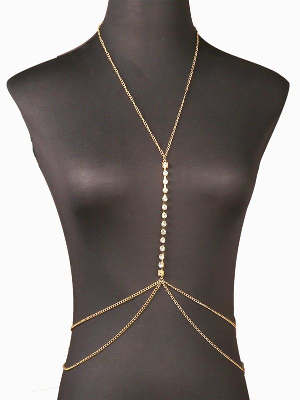 Ig Style Simple Style Solid Color Zinc Alloy Inlay Rhinestones Women's Body Chain