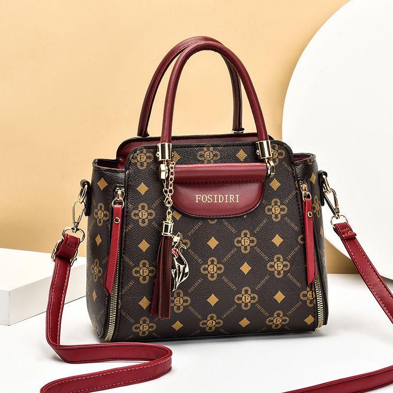 Women's All Seasons Pu Leather Flower Vintage Style Streetwear Square Zipper Handbag