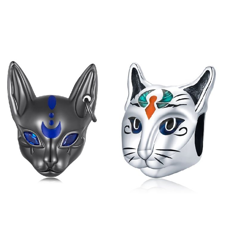 Casual Animal Cat Sterling Silver Inlay Zircon Jewelry Accessories