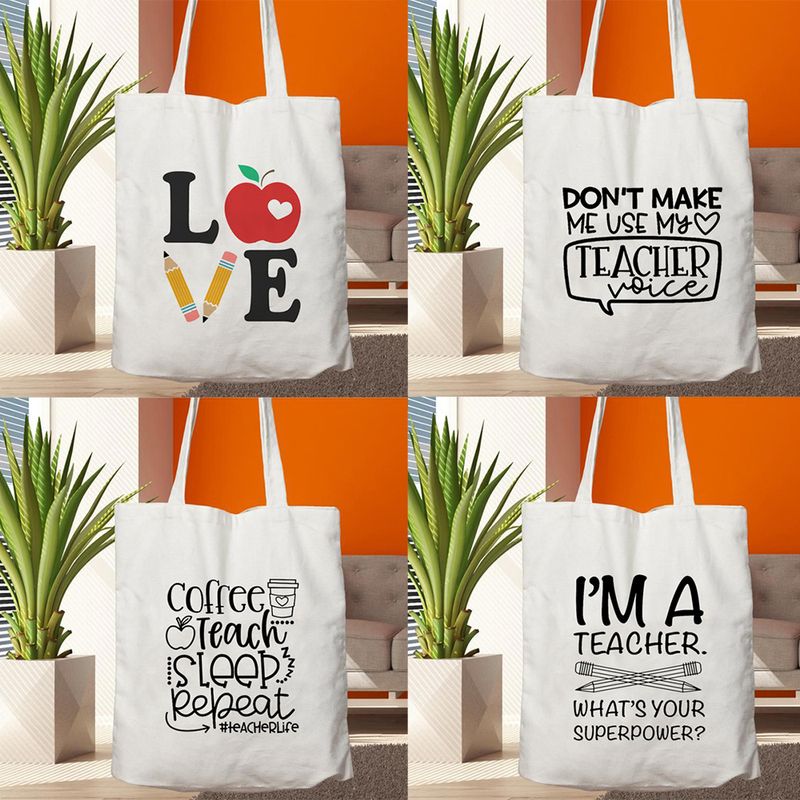Women's Simple Style Letter Shopping Bags