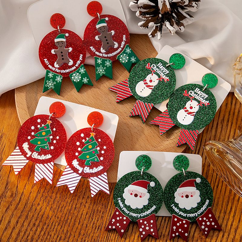 1 Pair Cartoon Style Christmas Tree Plating Arylic Drop Earrings