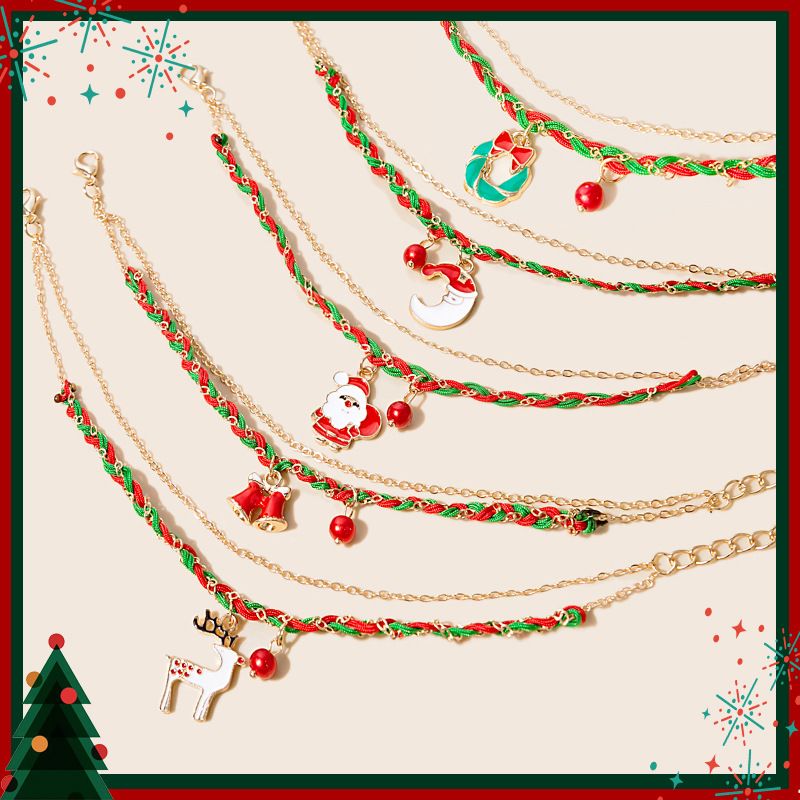 Dame Père Noël Cloche Alliage Placage Noël Femmes Bracelets