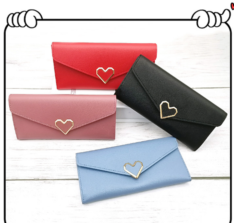 Women's Heart Shape Pu Leather Buckle Wallets