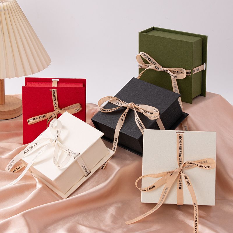 Simple Style Square Solid Color Paper Jewelry Boxes