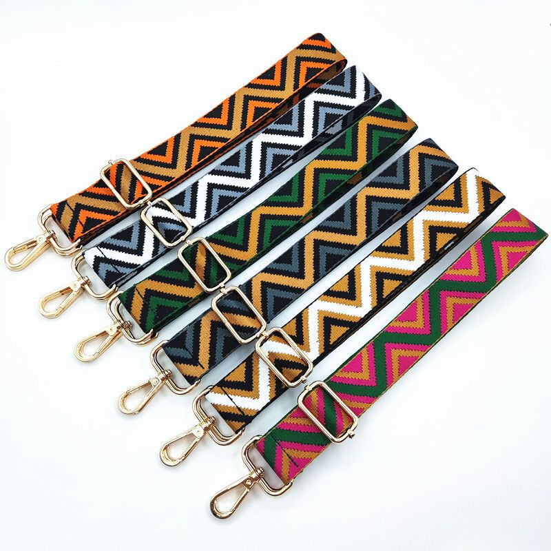Polyester Geometric Color Block Bag Strap