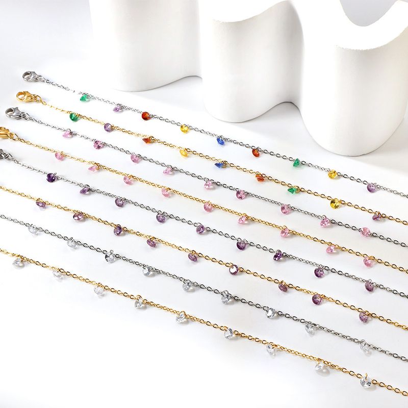 Elegant Classical Geometric Stainless Steel Inlay Artificial Diamond Women's Anklet