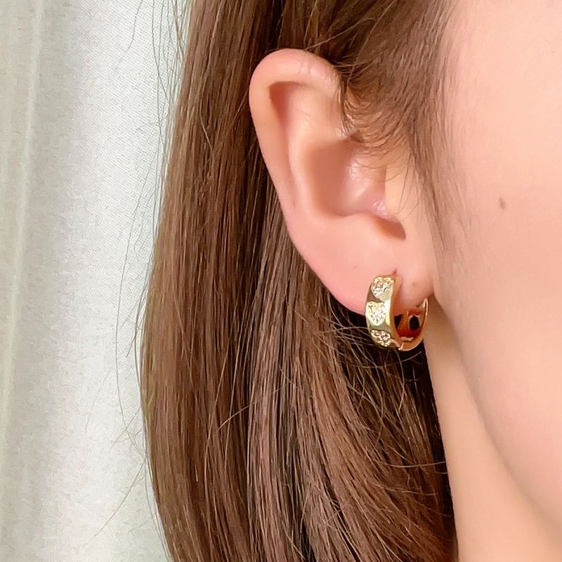 1 Pair Casual Simple Style Shiny Round Plating Inlay Copper Zircon Earrings