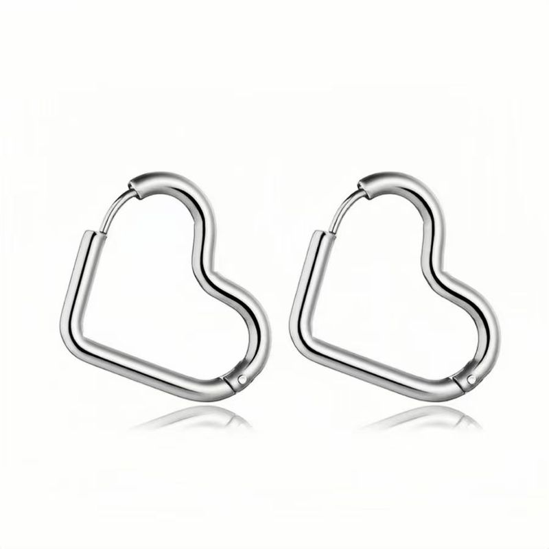 1 Pair Simple Style Heart Shape Plating Metal Stainless Steel 18k Gold Plated Hoop Earrings