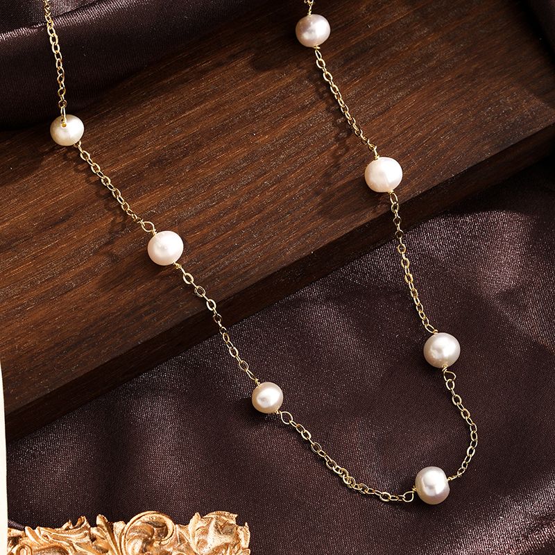 Ig Style Sweet Solid Color Copper 18k Gold Plated Freshwater Pearl Necklace In Bulk