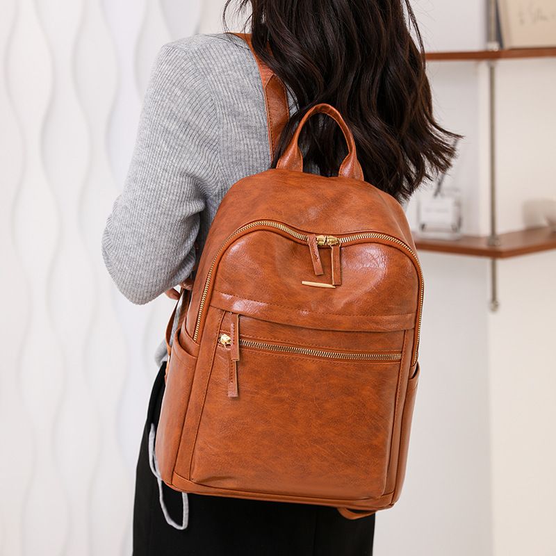 Solid Color Travel Shopping Women's Backpack