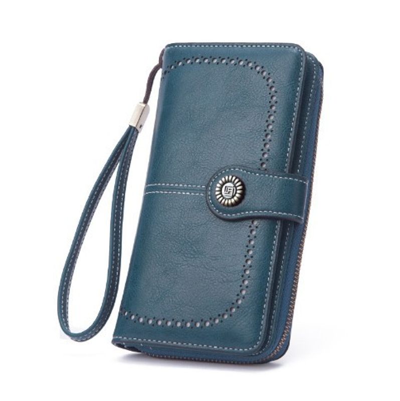 Women's Solid Color Pu Leather Zipper Buckle Wallets